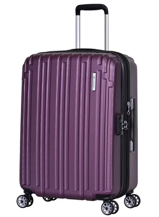 Hard Case Travel Bag Makrolon Polycarbonate Luggage Trolley Lightweight Expandable Zipper Suitcase 4 Quiet Wheels With TSA Lock KG82 Purple 