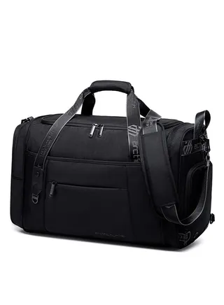 Foldable Travel Duffel Bag with Shoes Compartment, Large Sport Hand Bag for Men and Women, Black 