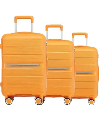 3 Pieces PP Hardside 360 degree Spinner Wheels Trolley Luggage Set with TSA Lock 20/24/28 Inch 