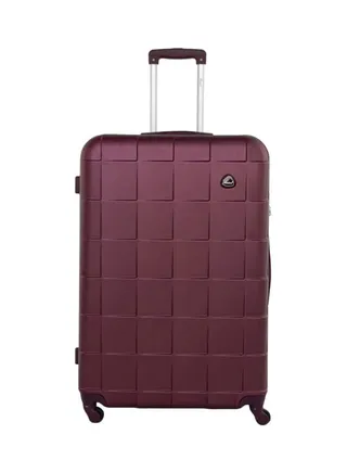 Hard Case Travel Bags Medium Checked Luggage Trolley ABS Lightweight Suitcase with 4 Spinner Wheels A207 Burgundy 