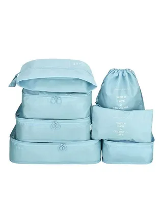 7-Piece Waterproof Traveling Luggage Set Blue 