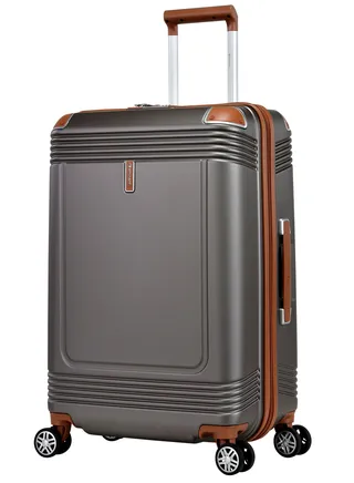 Hard Case Travel Bag Medium Luggage Trolley Polycarbonate Lightweight Suitcase 4 Quiet Double Spinner Wheels With Tsa Lock KK10 Gold Grey 