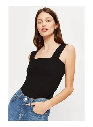 Black Square Neck Vest 