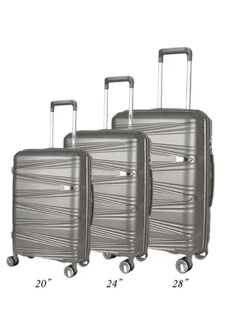 3 Pieces PP Hardside 360 Degree Spinner Wheels Trolley Luggage Set With TSA Lock 20/24/28 Inch 