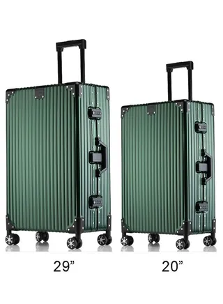 Set of 2 Hardcase Travel Suitcase Al-Mg Alloy Luggage Trolley With 4 Spinner Wheel 29 Inch And 20 Inch 