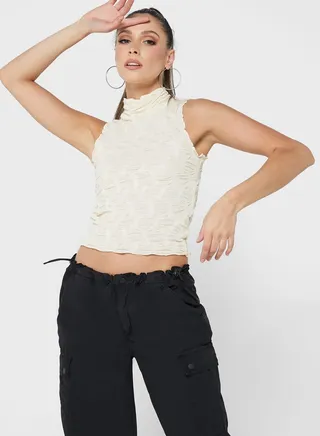 High Neck Knitted Tank Top 