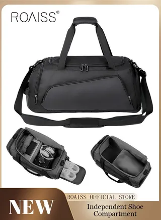 Large-Capacity Shoulder Bag Outdoor Sports Portable Fitness Bag Dry and Wet Separation with Independent Shoe Compartment Suitable for Short-Distance Travel 