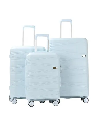 3 Pieces PP Hardside 360 Degree Spinner Wheels Trolley Luggage Set With TSA Lock 20/24/28 Inch 