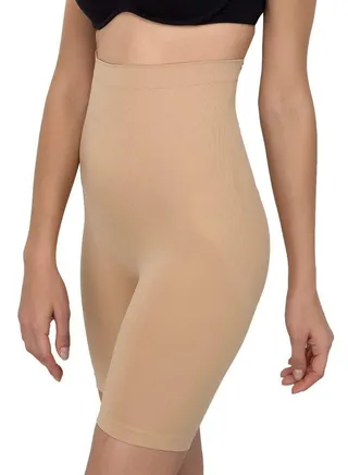 Women's Seamless High Waist Tummy Control/Tummy Tucker Shapewear Shorts, Beige 