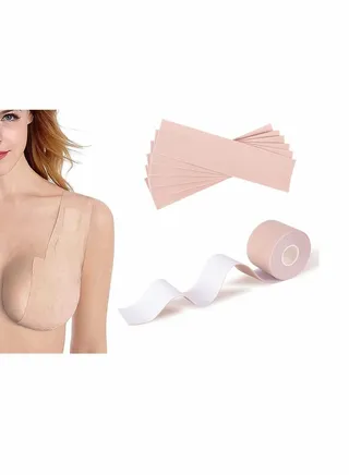 5M*5CM Lift Tape for A-E Cup Large , Athletic Tape Athletic Body Tape for Lift & Push up Chest Support Invisible Adhesive Bra Alternative (Beige) 