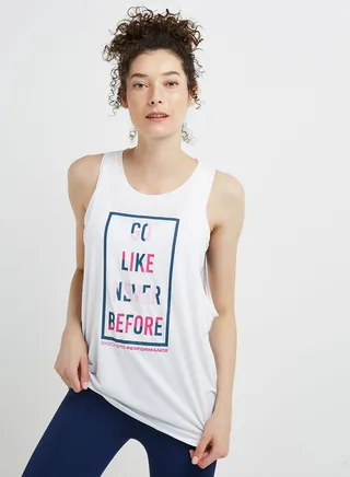 Go Like Muscle Sleeveless T-Shirt White/Blue/Pink 