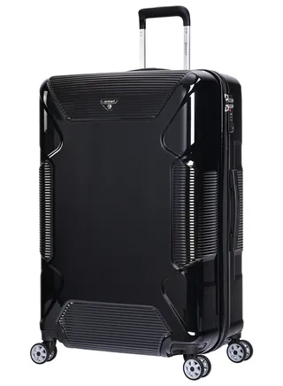 Hard Case Travel Bag Large Luggage Trolley Polycarbonate Lightweight Suitcase 4 Quiet Double Spinner Wheels With Tsa Lock KJ84 Black 