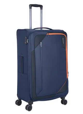 Unisex Soft Travel Bag Large Luggage Trolley Polyester Lightweight Expandable 4 Double Spinner Wheeled Suitcase with 3 Digit TSA lock E765 Purple 