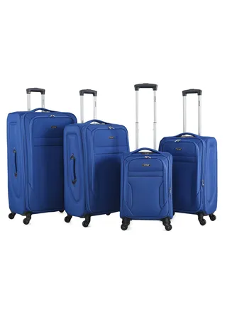 Set of 4 Light Weight Polyester Fabric Trolley Luggage With Number Lock 20,24,28,32 Inches 