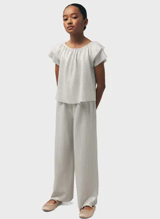 Kids Metallic Straight Pants 