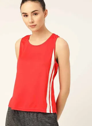Printed Racer Back Tank Top Red 