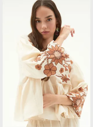 Embroidered Tiered Top
