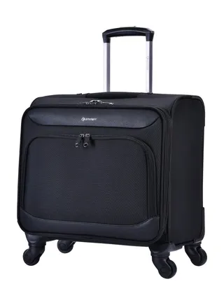 Polyester Pilot Case Trolley 4 360 Degree Spinner Wheel Durable Water Repellent Rolling Suitcase for Unisex S0360 17 Black 