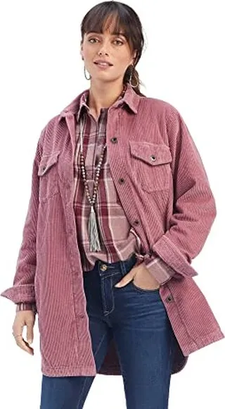 Ariat Female On the Run Shacket Shirt Jacket Nostalgia Rose XX-Large