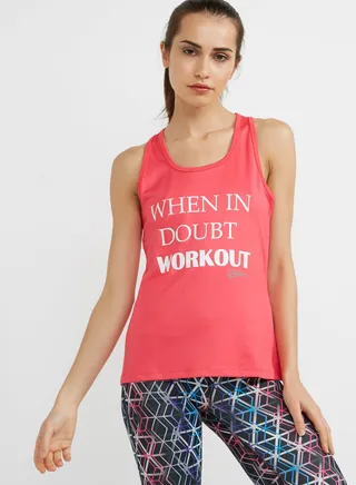 Sleeveless Slogan T-Shirt Pink 