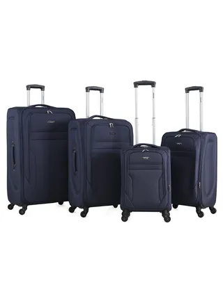 Set of 4 Light Weight Polyester Fabric Trolley Luggage With Number Lock 20,24,28,32 Inches 