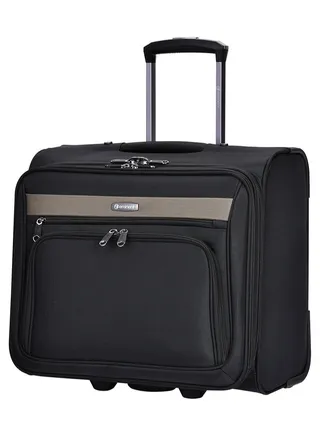 Water Repellent Multi Compartment Unisex Pilot Case Trolley for Business Travel and Office V135 Black 