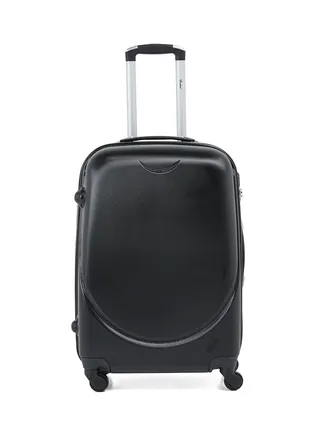Hard Case Travel Bag Large Checked Luggage Trolley ABS Lightweight Suitcase with 4 Spinner Wheels KH134 Black 