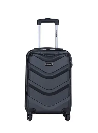 Single Hardside Spinner ABS Trolley Luggage With Number Lock Dark Black 20 Inches 