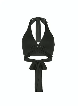 Women's Fashion Solid Color Vest Has a Variety of Wearing Methods Tank Top Lace up Slim Sleeveless Tie Up 