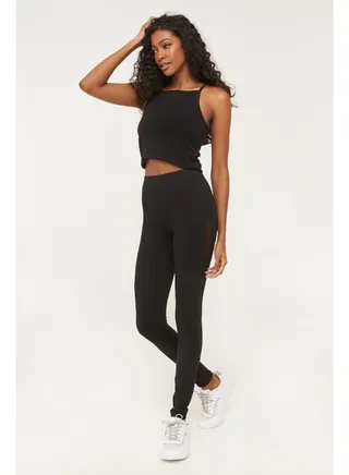 Super Soft Cropped Vest Top Black 