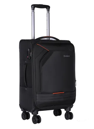 Expandable Luggage Trolley Bag Soft Suitcase for Unisex Travel Polyester Shell Lightweight with TSA lock Double Spinner Wheels E777SZ Large Checked 28 Inch Black 