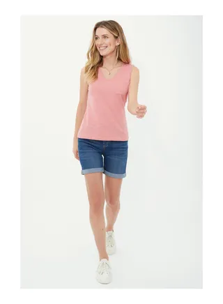Pocket V Neck Slub Vest 