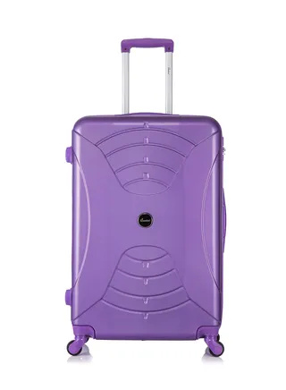 Hard Case Medium Suitcase Luggage Trolley For Unisex ABS Lightweight Travel Bag with 4 Spinner Wheels KH2005 Highlight Purple 