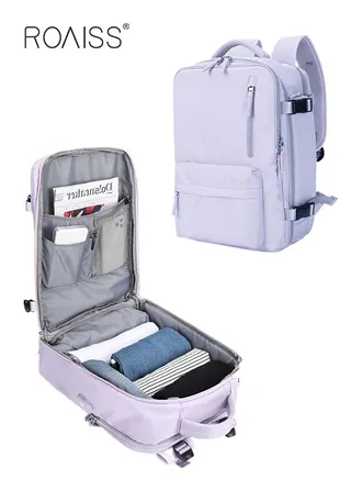 Travel Backpack for Men Women Carry On Backpack with USB Charging Port Shoe Compartment 15.6 Inch Laptop Backpack Flight Approved College School Bag Casual Daypack for Weekender Business Hiking 
