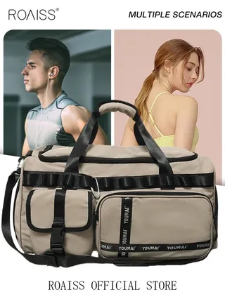 Large-Capacity Travel Bag Men's Short-Distance Luggage Backpack College Students Boarding Backpack Dry and Wet Separation Fitness Bag 