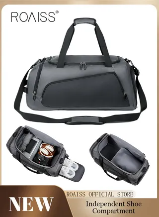 Large-Capacity Shoulder Bag Outdoor Sports Portable Fitness Bag Dry and Wet Separation with Independent Shoe Compartment Suitable for Short-Distance Travel 