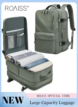 High Capacity Business Travel Backpack Expandable Luggage Bag for Short Trips Dry and Wet Separation Scientific Storage Business Computer Bag Simple Solid Color Design with Independent Shoe Storage 