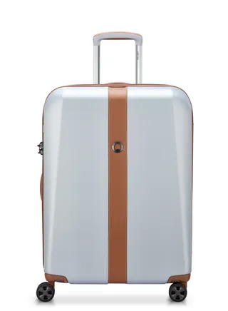 Delsey Promenade Hard 2.0 82cm Hardcase 4 Double Wheel Expandable Check In Luggage Trolley Silver 