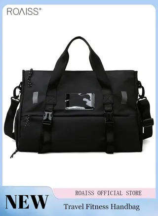 Large Capacity Travel Fitness Bag Independent Shoe Compartment Dry Wet Separation Sports Bag Adjustable And Detachable Shoulder Strap Luggage Bag 