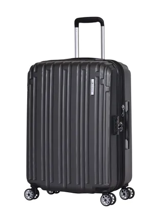 Hard Case Travel Bag Makrolon Polycarbonate Luggage Trolley Lightweight Expandable Zipper Suitcase 4 Quiet Wheels With TSA Lock KG82 Black 