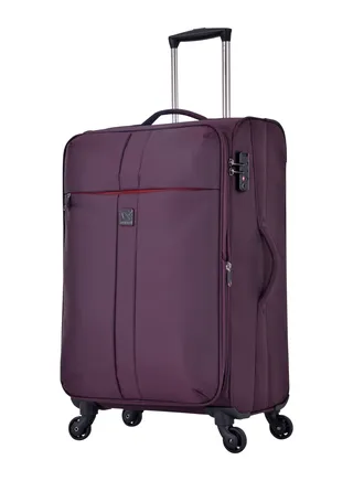 Soft Case Travel Bag Luggage Trolley for Unisex Polyester Lightweight Expandable Wheeled Suitcase with TSA lock V6101 Purple 