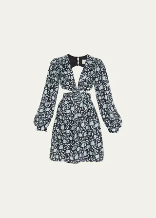 Mia Open-Back Printed Silk Mini Dress