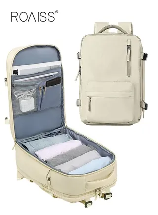 Travel Backpack for Men Women Carry On Backpack with USB Charging Port Shoe Compartment 15.6 Inch Laptop Backpack Flight Approved College School Bag Casual Daypack for Weekender Business Hiking 