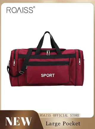 Unisex Travel Duffel Bag Large Capacity Lightweight Wear-resistant Oxford Fabric Multipurpose Foldable Luggage Handbag for Fitness Sports Training Trip Red 
