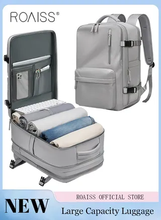 High Capacity Business Travel Backpack Expandable Luggage Bag for Short Trips Dry and Wet Separation Scientific Storage Business Computer Bag Simple Solid Color Design with Independent Shoe Storage 