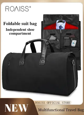 Multifunctional Fitness Luggage Bag for Man Business Large Capacity Expandable Suit Bag Mans Separation of Dry and Wet Foldable Waterproof Travel Bag with Independent Shoe Compartment 