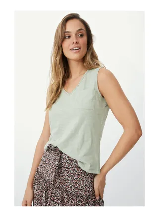 Pocket V Neck Slub Vest 
