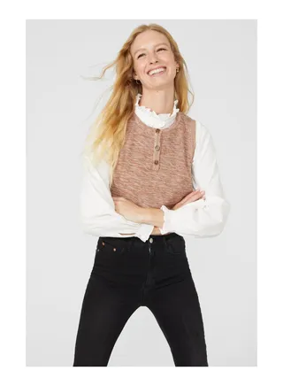 Space Dye Button Placket Cotton Tank 