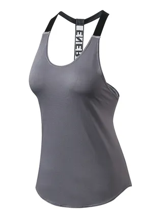Women Quick Dry Breathable Elastic Sport Vest Grey 