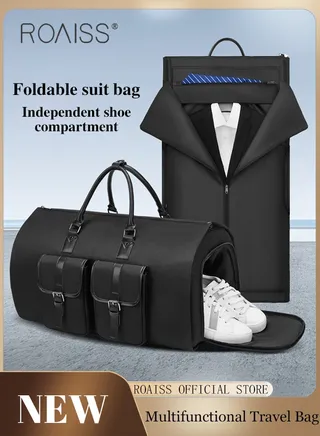 Multifunctional Expandable Suit Bag for Man Business Large Capacity Fitness Luggage Bag Mans Foldable Waterproof Multi Compartment Design Travel Bag with Independent Shoe Compartment 